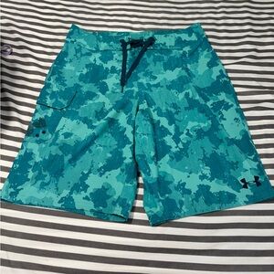 Under Armour Teal Patterned swim trunks